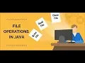 What are Java File Operations Tutorial 8 - Part 1