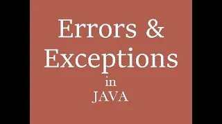 Error and Exception Handling in JAVA S6 ECE OOP