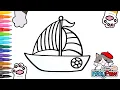 Kids Drawing Easy Yacht Coloring for Kids How to Draw Yacht Step by Step