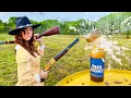 Weird Amish Chick has CRAZY RIFLE TRICKSHOTS
