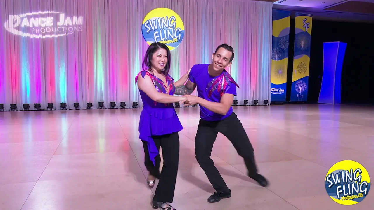 Swing Fling 2019 ProAm Spotlight Follower Susy Li with Hugo Miguez