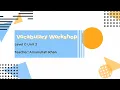 Unit 2 Level G Vocabulary Workshop