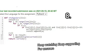ONLINE PROGRAMMING NPTEL DATA STRUCTURES AND ALGORITHMS WITH PYTHON UNPROACTED TEST SESSION 2 ANSWER