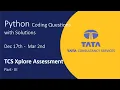 TCS Python Coding Question with Solution TCS proctored Assessment TCS Xplore Assessment Part-III