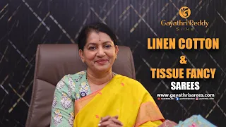 linen cotton u0026 tissue fancy sarees grs gayathrireddy