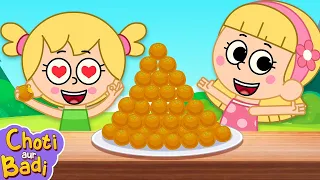 Aha Laddu Bada Majedar | Hindi Rhymes For Kids | Choti Aur Badi
