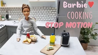 Barbie Doll Stop Motion Miniature Cooking French Fry Grilled Cheese Sandwich 