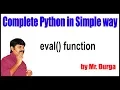 Python Tutorial eval function by Durga Sir