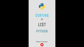 Sorting List in Python Sorted Function in Python Bharat IT Connect