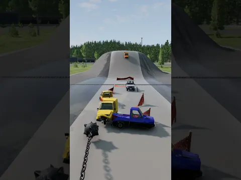 SUPER Cars vs Giant Pit Bollards Crash😋 - BeamNG.drive