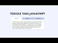 Build Tabs Using Javascript HTML CSS
