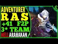 Adventurer Ras Hell Devourer Arahakan 41 3 F2P Team Epic Seven Raid Epic 7 Labyrinth E7