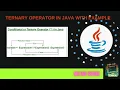 Ternary Operator Example in Java Hindi Conditional Operator in Java Explain in Hindi