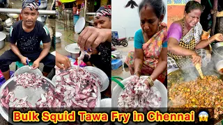 Massive making of Squid Tawa Fry in Chennai 😱😱 Live Huge making of Variety Sea Food at Beach Side 😍😍
