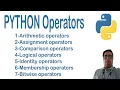 Python Operators Arithmetic Assignment Comparison Logical Identity Membership