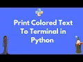 How to print colored text to terminal in Python
