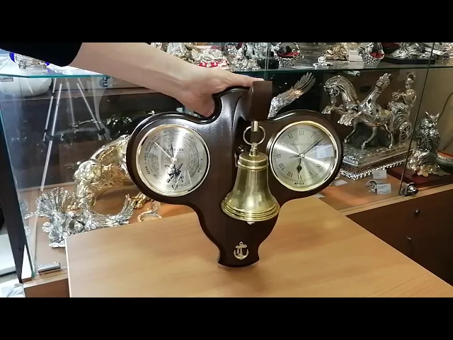 Видео-обзор Метеостанция домашняя 'Погодник', барометр и часы, с рындой