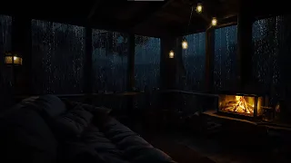 Relaxing Night Ambience With Fireplace Crackling And Soothing Rain Sounds For Relaxation 