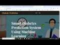 Smart Diabetes Prediction System Using Machine Learning Algorithms Python Final Year Project 2025