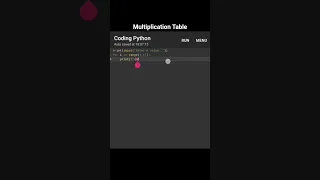 Multiplication Table by using loops concept for loop - Python
