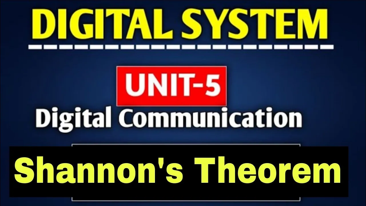 UNIT-5 Shannon's Theorem For Channel Capacity Important Topics @Engineerdude-g6m