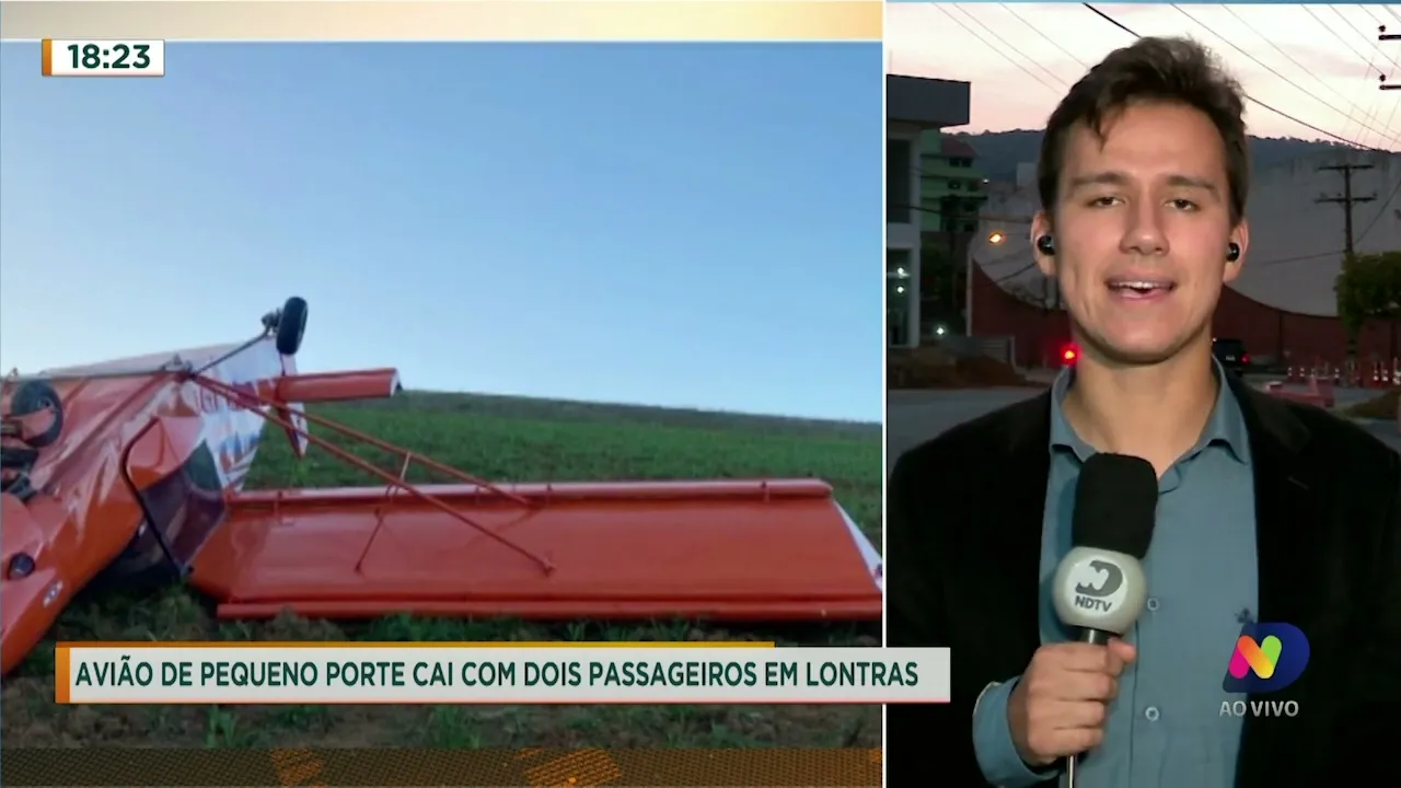 Avião de pequeno porte cai na cidade de Lontras