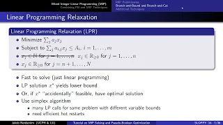 SLOPPY 24 Tutorial 4 on MIP solving and pseudo-Boolean Jakob Nordstrom