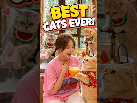 She Came Home Tired… Her Cats Took Care of Everything! 😻 #exlittlebeans #funnycats #funnyvideo