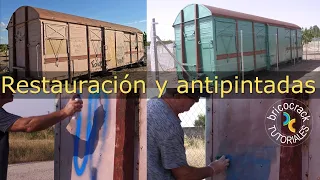 Pintar antiguo vagón de tren muy oxidado y eliminar los grafitis (Bricocrack)