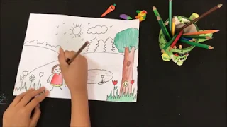 how to draw a garden landscape simple easy drawing