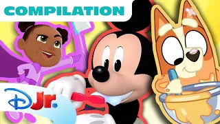 breakfast routine u0026 brushing teeth compilation mickey spidey bluey u0026 more disneyjr