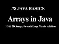 Arrays in Java Explained 1D 2D Arrays for-each Loop Matrix Addition Java Tutorial