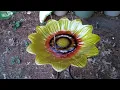Sunflower Bird Bath Getting Filled 4 29 2022