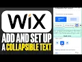 How To Add And Set Up a Collapsible Text in Wix Editor 2025