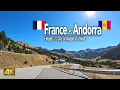Driving across the Pyrenees mountains from France to Andorra
