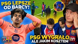 Plaga KONTUZJI w meczu PSG z Barceloną… Kvaratskhelia ZNOSZONY z boiska! Dembele zszedł z bólem uda!
