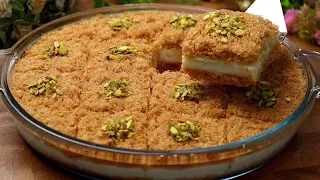 بدون قلي بدون فرن حلويات رمضان كنافة بالقشطة و حلى السرايا اللذيذ 