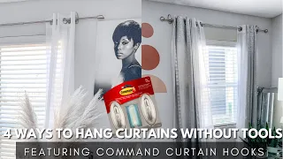 4 WAYS TO HANG CURTAINS WITHOUT TOOLS NAILS OR HOLES RENTER FRIENDLY FT COMMAND CURTAIN HOOKS