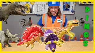 Dinosaurs Toys in the Workshop Handyman Hal checks the mail