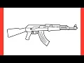 How to draw AK 47 step by step drawing AK-47 assault rifle gun from cs go easy