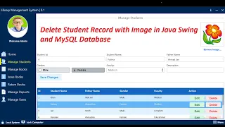 Part 15 Library Management System in Java Swing Delete Student Record with Image in Java Swing
