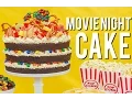 How To Make A MOVIE NIGHT CAKE Root beer chocolate cake vanilla buttercream M Ms and popcorn