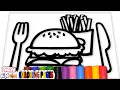 Hamburger Big Colorful Marker Coloring Pages AKN Kids House