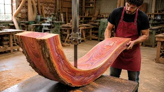 What Could This Strange Twisted Redwood Logs Possibly Become? The Woodworking Stunning!