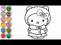 Hello Kitty Christmas Coloring Drawing and Coloring Pages for Kids Glitter Hello Kitty