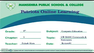 GW Basic Commands And Statements Review no 1 Commands Part 1