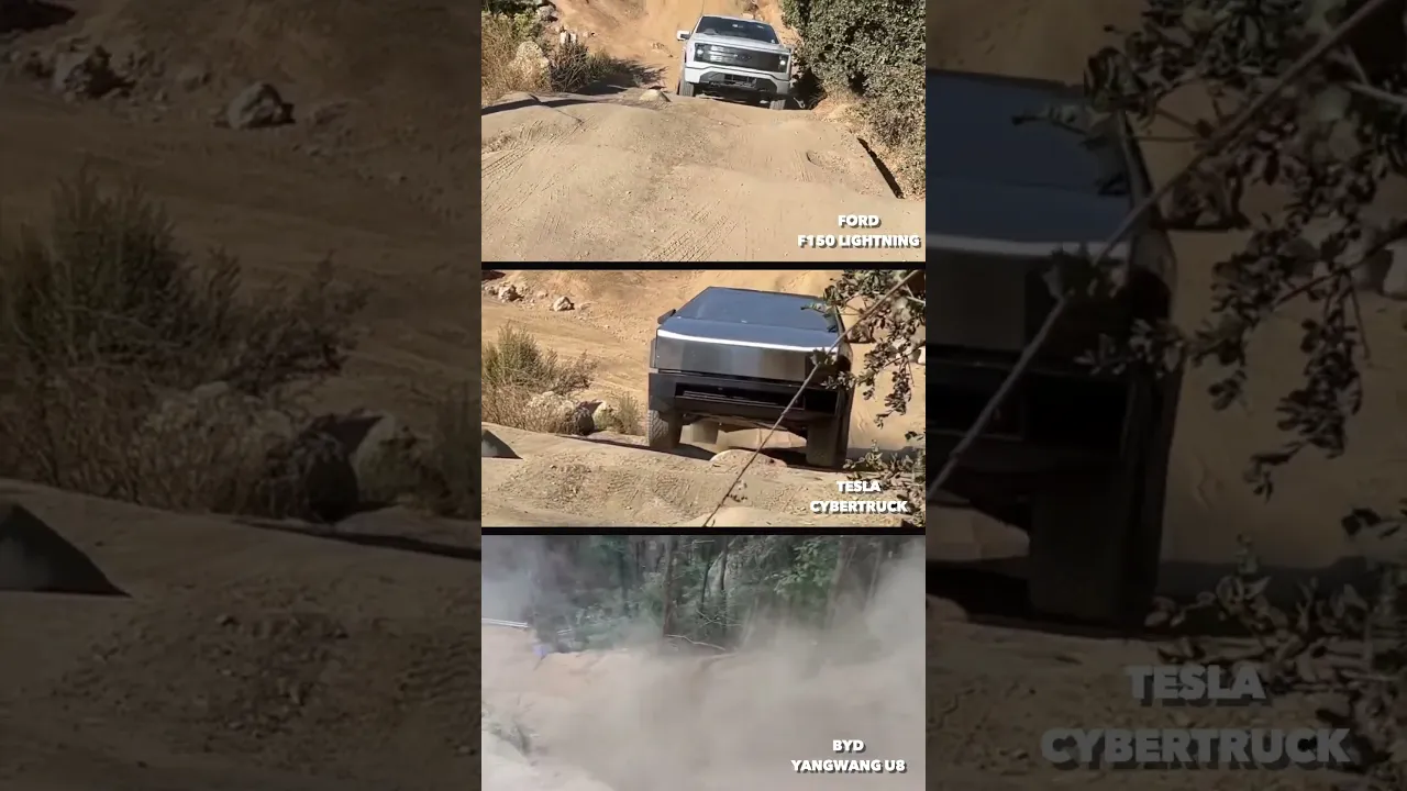 Tesla Cybertruck VS Ford F150 Lightning VS BYD Yangwang #tesla #ford #byd #offroad  #cybertruck