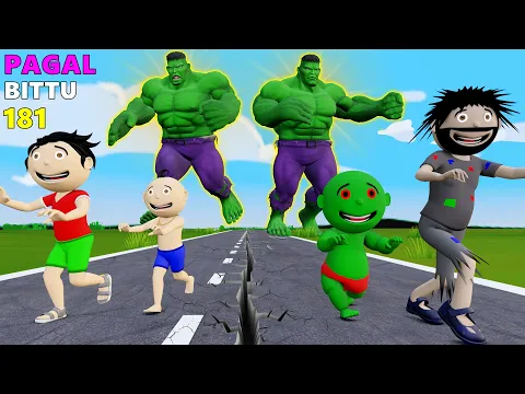 Download MP3 Gaw Mein Hulk Monster Cartoon Comedy | Hulk Monster Comedy | Funny Comedy Video - Bittu Sittu Toons