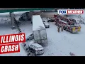 Drone Shows Multi-Vehicle Pileup On Interstate 55 During Snowstorm In Illinois