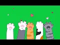Cat waving paws cute adorable pets cartoon Gesture Transitions Green Screen
